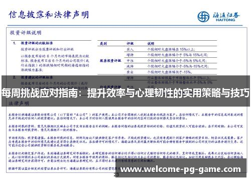 每周挑战应对指南：提升效率与心理韧性的实用策略与技巧